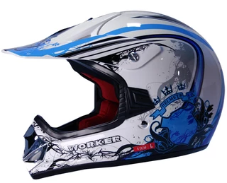 WORKER V310 Junior Motorcycle Helmet - White-Blue
