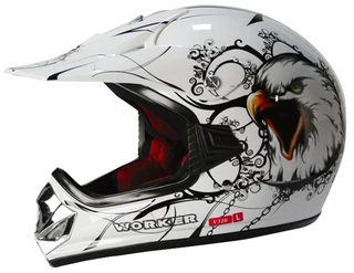 WORKER V310 Junior Motorcycle Helmet - White with Eagle