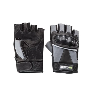 Leather Fingerless Moto Gloves W-TEC Reubal NF-4190 - Black-Grey