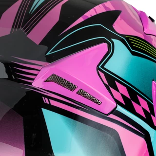 Kask motocyklowy szczękowy z blendą W-TEC YM-925 Magenta - Różowo-czarny