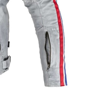 W-TEC 91 Cordura Herren Textiljacke - weiß mit roten und blauen Streifen