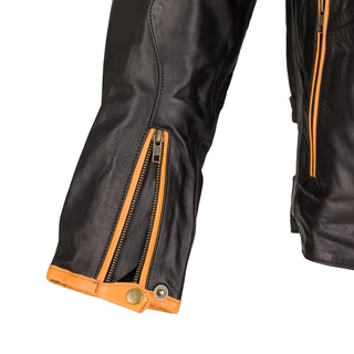 Kožená moto bunda W-TEC Brenerro - Black-Orange-White, 4XL