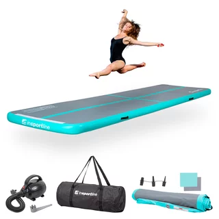 Inflatable Exercise Mat inSPORTline Airstunt 400 x 100 x 10 cm turquoise-dark gray