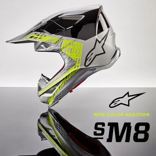 Moto přilba Alpinestars Supertech S-M8 Triple MIPS šedá/žlutá fluo/černá