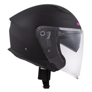 Motorcycle Helmet Cassida Jet Tech Matte Black/Pink Logos 2023 - Black Matt/Pink