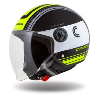 Motorcycle Helmet Cassida Handy Metropolis Black/White/Fluo Yellow/Gray