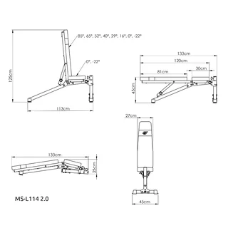 Összecsukható, állítható edzőpad MS-L114 2.0 - Marbo Sport