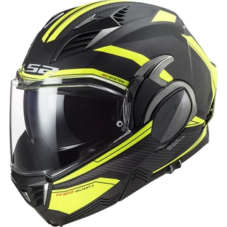 Flip-Up Motorcycle Helmet LS2 FF900 Valiant II Revo P/J - Matt Black H-V Yellow