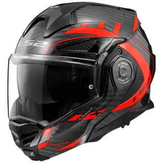 Klappbarer Motorradhelm LS2 FF901 Advant X Carbon Future Gl Rot P/J