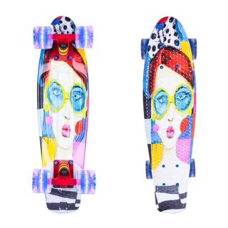 Penny Board ArtFish Face 22” with Light-Up Wheels - Red
