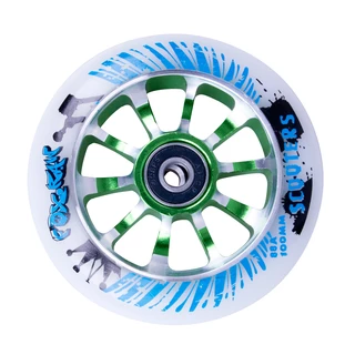 Spare wheel for scooter FOX PRO Raw 03 100 mm - White-Green