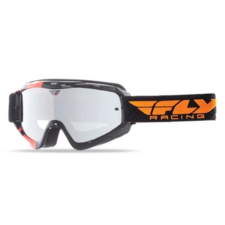 Motocross Goggles Fly Racing RS Zone - Black/Orange, Mirror Plexi with Pins for Tear-Off Foils