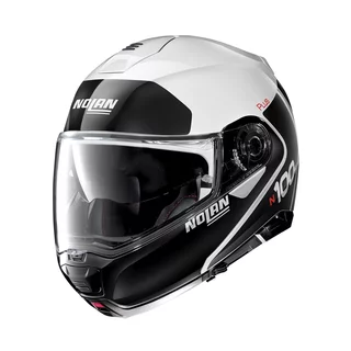 Motorcycle Helmet Nolan N100-5 Plus Distinctive N-Com P/J - Glossy Black-Fluo - Metal White