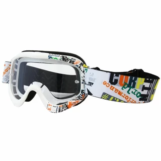 Junior motorcycles glasses W-TEC Benford with graphics - White Graphics