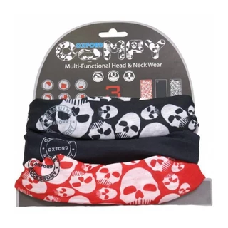 Univerzální multifunkční nákrčník Oxford Comfy 3-pack - Harley Davidson colors - Skulls