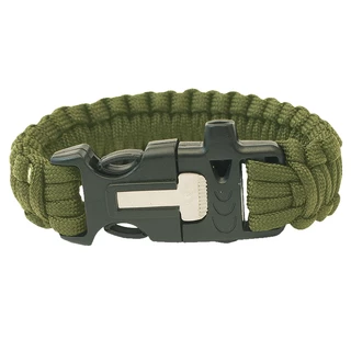 Bracelet Highlander Paracord – Parachute Buckle, Whistle, Fire Starter - Olive Green