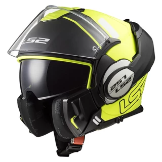 Flip-Up Motorcycle Helmet LS2 FF399 Valiant Lumen / H-V Yellow - Line Matt Black H-V Yellow