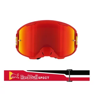 Motokrosové okuliare RedBull Spect Strive, červené matné, plexi červené zrkadlové