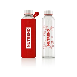 Glass Water Bottle with Thermal Cover Nutrend 800 ml - Red