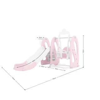 Children’s Slide w/ Swing Set & Basketball Hoop inSPORTline Nebelino - Pink