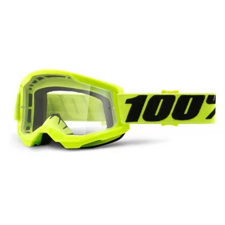 100% Strata 2 Motocross-Brille - Everest weiß-schwarzes, klares Plexiglas