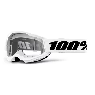 Children’s Motocross Goggles 100% Strata 2 Youth - bílá, čiré plexi - bílá, čiré plexi