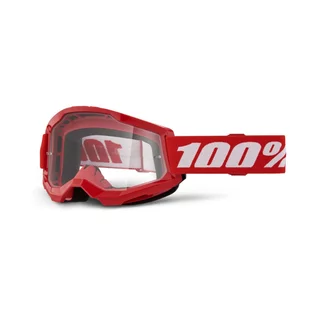Motocross Goggles 100% Strata 2 New - Red, Clear Plexi