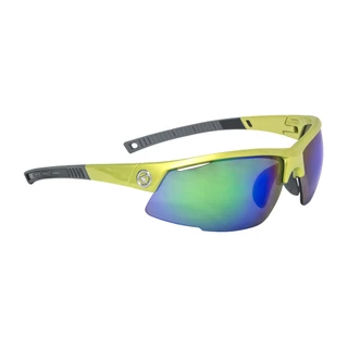 Bicycle glasses KELLYS Force - Shiny Lime, Lime with Blue Rainbow Lenses