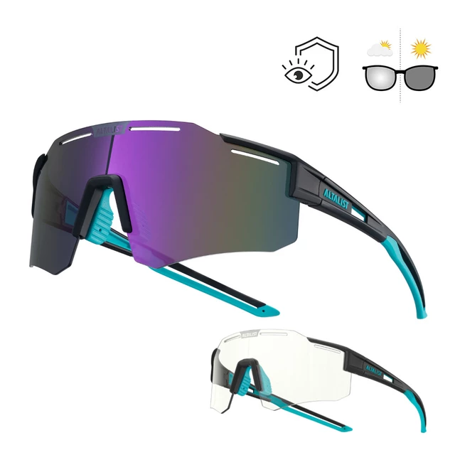 Športové slnečné okuliare Altalist Legacy 3 - tyrkysovo-čierna s fialovými sklami - tyrkysovo-čierna s fialovými sklami
