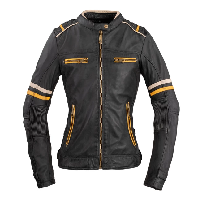 Women’s Leather Motorcycle Jacket W-TEC Traction Lady - Black - Black