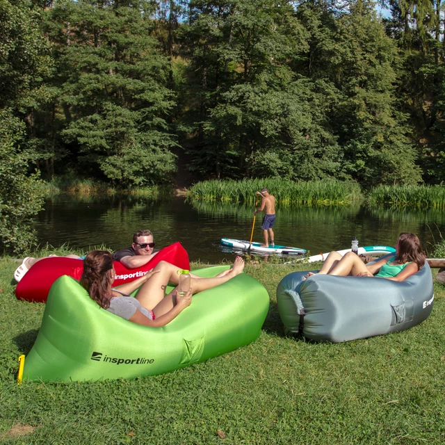 Oryginalny Dmuchany leżak lazy bag na lato inSPORTline Sofair materac fotel - Zielony