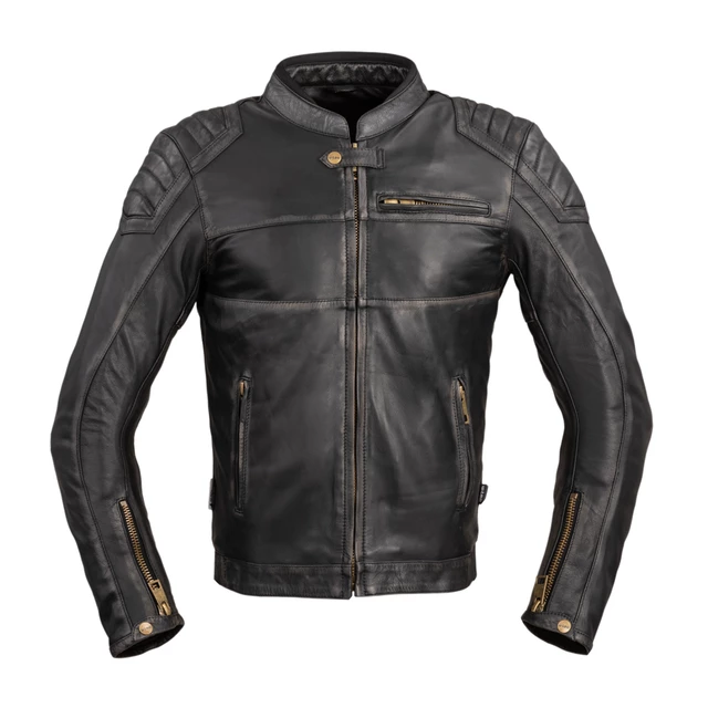 Men’s Leather Motorcycle Jacket W-TEC Suit - Vintage Black - Vintage Black