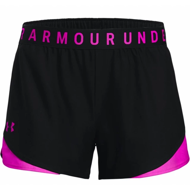 Under Armour, Bottoms, Girls M Black Paint Splatter Under Armour Shorts  With Pink Letters And String
