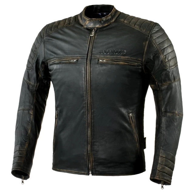 Leather Motorcycle Jacket Rebelhorn Hunter - Black