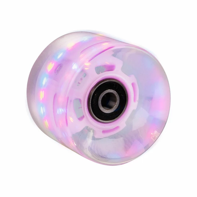 Műanyag gördeszka világító kerék 60*45 mm ABEC 7 csapágyakkal - fehér - rózsaszín