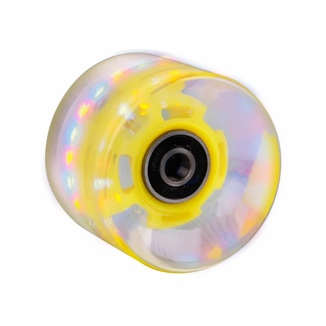Műanyag gördeszka világító kerék 60*45 mm ABEC 7 csapágyakkal - rózsaszín - sárga