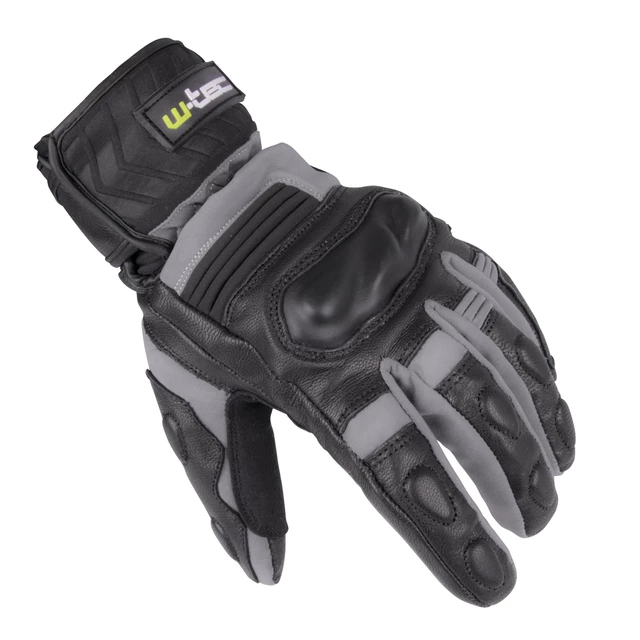 Winter Leder/Textil Motorradhandschuhe W-TEC NF-4070 - grau-schwarz