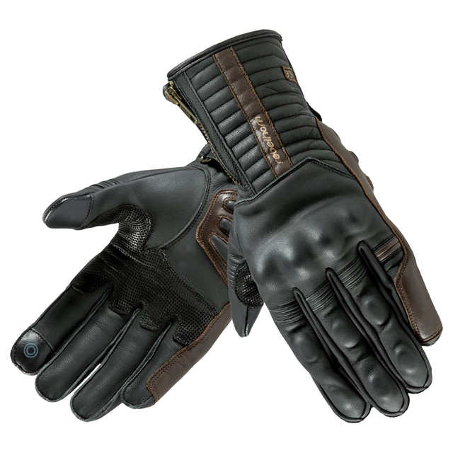 Leather Motorcycle Gloves Rebelhorn Opium II Retro CE - Black