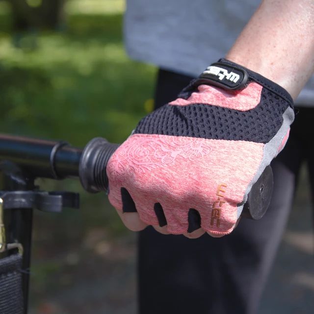 Dámské cyklo rukavice W-TEC Atamac - šedo-lososová