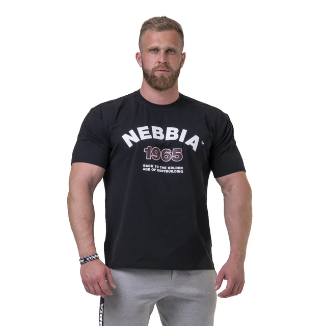 Koszulka męska T-shirt Nebbia Golden Era 192 - Czarny - Czarny