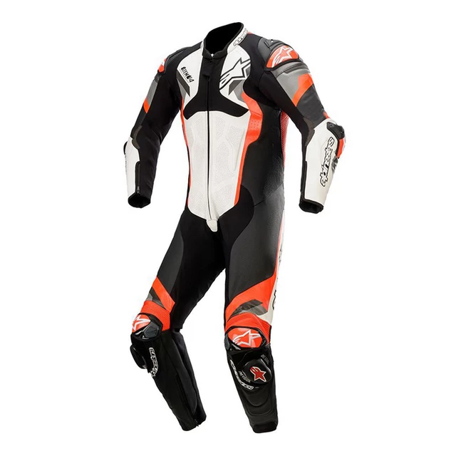 One-Piece Motorcycle Leather Suit Alpinestars Atem 4 White/Black/Fluo Red/Gray - White/Black/Fluo Red/Grey - White/Black/Fluo Red/Grey