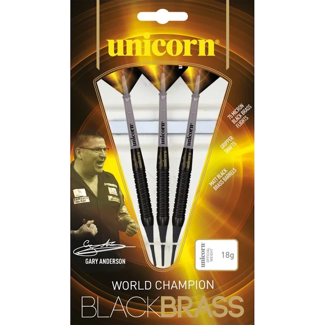 Darts nyíl Unicorn W.C. Black Brass Gary Anderson Soft 3 db