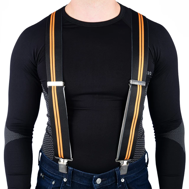 Suspenders Oxford Riggers - Braces, Black - Cruiser, Black with Orange Stripes