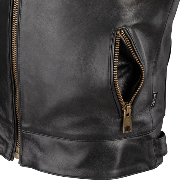 Men’s Leather Motorcycle Jacket W-TEC Stripe - Black with Beige Stripes