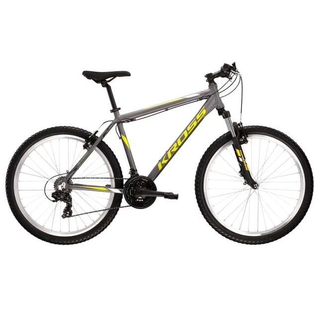 Hegyi kerékpár Kross Hexagon 26" - modell 2022 - fekete/piros/szürke - grafit/lime/fehér