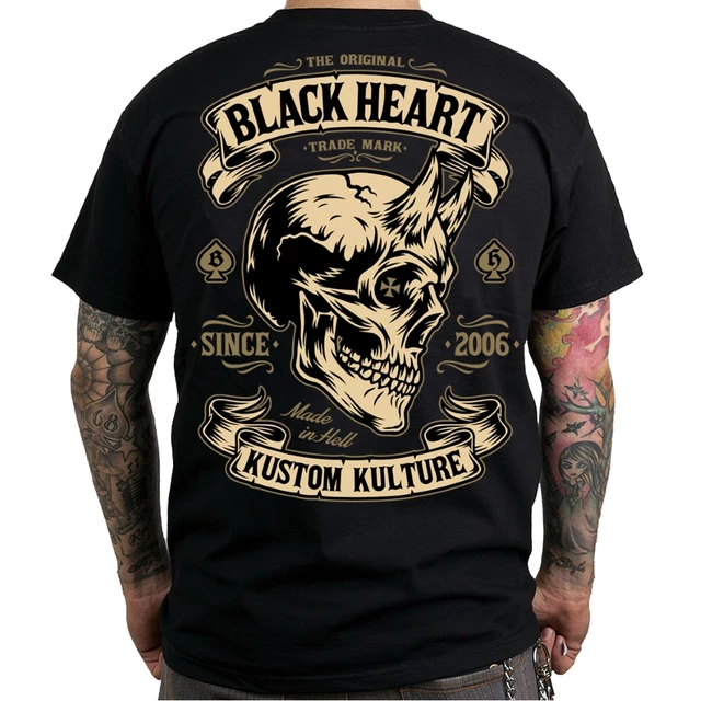 Koszulka BLACK HEART Devil Skull - Czarny