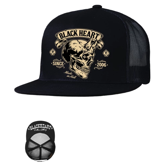 Czapka z daszkiem BLACK HEART Devil Skull Trucker - Czarny - Czarny