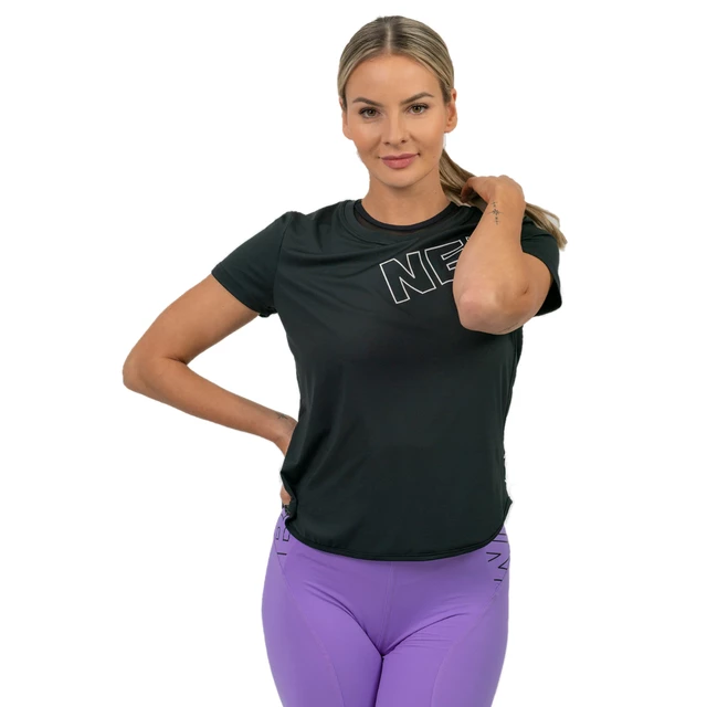 Damska funkcjonalna koszulka z krótkimi rękawami Nebbia FIT Activewear 440 - Biały - Czarny