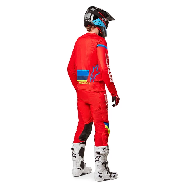 Motokrosové kalhoty Alpinestars Techstar Quadro červená/žlutá fluo/modrá