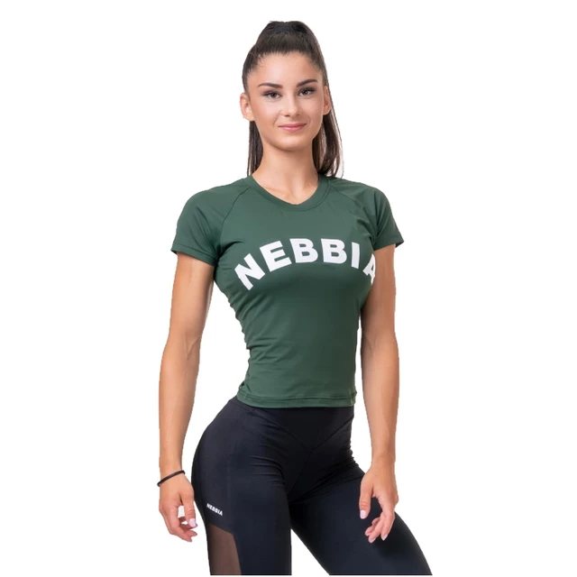 Damski T-shirt Nebbia Classic Hero 576 - Marron 5 - Ciemny zielony